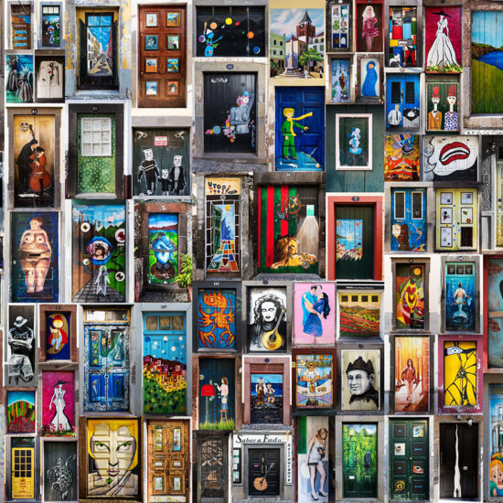 Painted doors of old town in Funchal