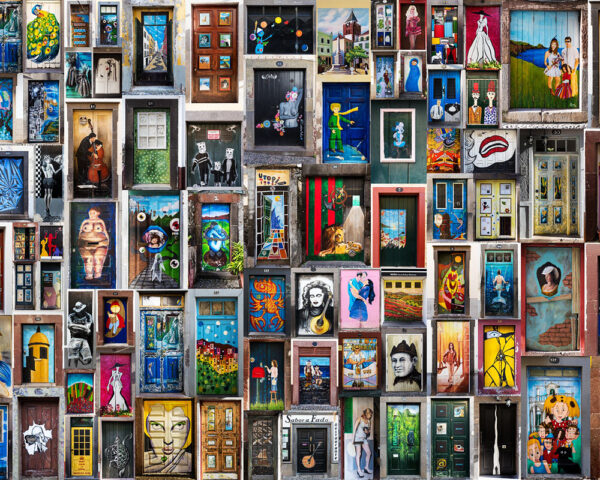 Painted doors of old town in Funchal